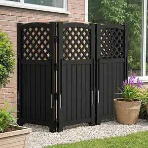 Outdoor Privacy Fence Screen Lattice Mesh Outside Screen Enclosure Balcony Panels Wall Air Conditioner Fence Trash Can Pool Equipment Enclosure for Yard Patio Backyard, Black Outdoor Privacy Fence Screen Lattice Mesh Outside Screen Enclosure Balcony Panels Wall Air Conditioner Fence Trash Can Pool Equipment Enclosure for Yard Patio Backyard, Black