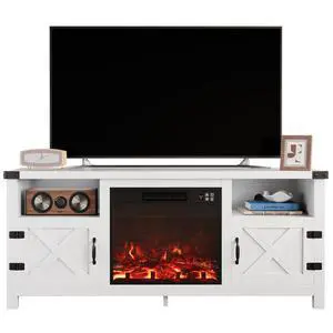 Fireplace TV Stand for 65 Inch TV, Fireplace Entertainment Center with Storage Cabinets and 2 Open Shelves, Modern Media TV Console Table for Living Room (White) Fireplace TV Stand for 65 Inch TV, Fireplace Entertainment Center with Storage Cabinets and 2 Open Shelves, Modern Media TV Console Table for Living Room (White)