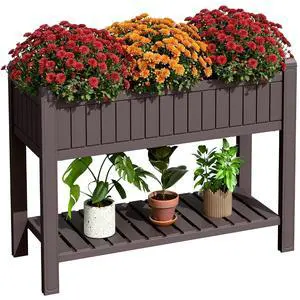 30 Gallon Raised Garden Bed with Legs, Evaluated Plastic Planter Box with Storage Shelf for Herbs, Vegetables, Flowers, Garden Planter for Backyard, Patio, Balcony 30 Gallon Raised Garden Bed with Legs, Evaluated Plastic Planter Box with Storage Shelf for Herbs, Vegetables, Flowers, Garden Planter for Backyard, Patio, Balcony