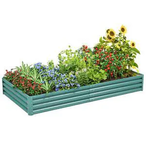 94x47x12in Galvanized Raised Garden Bed Elevated Outdoor Metal Planter Beds Deep Root Raised Planter Boxes with Support Bar for Planting Flowers, Herbs, Fruits 94x47x12in Galvanized Raised Garden Bed Elevated Outdoor Metal Planter Beds Deep Root Raised Planter Boxes with Support Bar for Planting Flowers, Herbs, Fruits