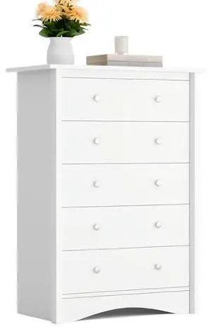 Tall Dresser for Bedroom, 5 Drawer Dresser, Chest of Drawers, Organizer Drawers, for Hallway Entryway (White) Tall Dresser for Bedroom, 5 Drawer Dresser, Chest of Drawers, Organizer Drawers, for Hallway Entryway (White)