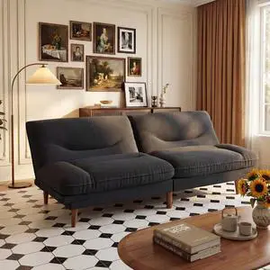 Adjustable Futon Sofa Bed, 66 Loveseat with Adjustable Armrest & Backrest, Modern Convertible Futon Couch for Small Space, Studio, Apartment, Guest Room (Fabric, Black) Adjustable Futon Sofa Bed, 66 Loveseat with Adjustable Armrest & Backrest, Modern Convertible Futon Couch for Small Space, Studio, Apartment, Guest Room (Fabric, Black)