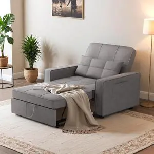 Sofa Bed, Sleeper Sofa 3-in-1, Adjustable Couch Bed with Modern Linen Fabric, Convertible Sleeper Chair, Couches for Living Room, Apartment and Small Space (Bright Gray) Sofa Bed, Sleeper Sofa 3-in-1, Adjustable Couch Bed with Modern Linen Fabric, Convertible Sleeper Chair, Couches for Living Room, Apartment and Small Space (Bright Gray)