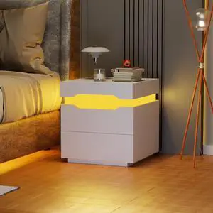 Nightstand with Charging Station, End Table with 2 Drawer Storage Cabinet, Bedside Table with Sliding Top for Bedroom and Living Room (White) Nightstand with Charging Station, End Table with 2 Drawer Storage Cabinet, Bedside Table with Sliding Top for Bedroom and Living Room (White)