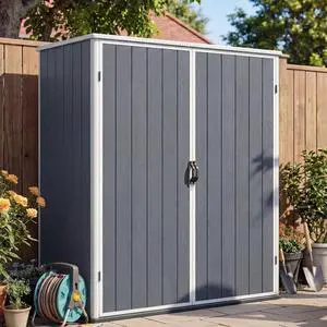 5 x 3 FT Outdoor Storage Shed, Garden Resin Storage Cabinet with Floor, Plastic Waterproof Vertical Tool Shed for Backyard Patio Lawn Pool, Dark Gray 5 x 3 FT Outdoor Storage Shed, Garden Resin Storage Cabinet with Floor, Plastic Waterproof Vertical Tool Shed for Backyard Patio Lawn Pool, Dark Gray