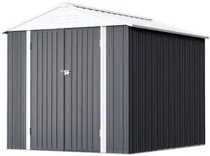 6 x 4 FT Shed Outdoor Storage Shed Metal Garden Shed with Lockable Door Outside Waterproof Tool Shed for Backyard, Patio, Lawn (Gray) 6 x 4 FT Shed Outdoor Storage Shed Metal Garden Shed with Lockable Door Outside Waterproof Tool Shed for Backyard, Patio, Lawn (Gray)