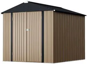6 x 4 FT Shed Outdoor Storage Shed Metal Garden Shed with Lockable Door Outside Waterproof Tool Shed for Backyard, Patio, Lawn (Brown) 6 x 4 FT Shed Outdoor Storage Shed Metal Garden Shed with Lockable Door Outside Waterproof Tool Shed for Backyard, Patio, Lawn (Brown)