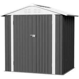 6x4 FT Storage Shed Waterproof Metal Garden Shed with Lockable Door Utility Tool Shed Outdoor Storage for Backyard, Patio and Lawn, Grey 6x4 FT Storage Shed Waterproof Metal Garden Shed with Lockable Door Utility Tool Shed Outdoor Storage for Backyard, Patio and Lawn, Grey