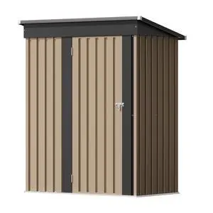 5x3 FT Storage Shed Waterproof Metal Garden Shed with Lockable Door Utility Tool Shed Outdoor Storage for Backyard, Patio and Lawn, Brown 5x3 FT Storage Shed Waterproof Metal Garden Shed with Lockable Door Utility Tool Shed Outdoor Storage for Backyard, Patio and Lawn, Brown