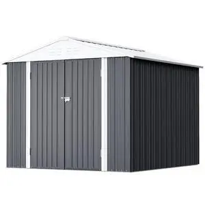 8 x 6 FT Shed Outdoor Storage Shed Metal Garden Shed with Lockable Door Outside Waterproof Tool Shed for Backyard, Patio, Lawn (Gray) 8 x 6 FT Shed Outdoor Storage Shed Metal Garden Shed with Lockable Door Outside Waterproof Tool Shed for Backyard, Patio, Lawn (Gray)