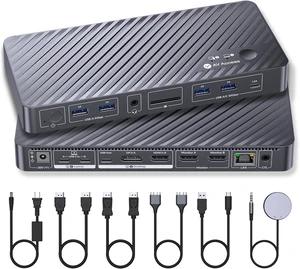 AV Access KVM Switch 2 Monitors 2 Computers, KVM Dock for MacBook & PC,Dual 4K@60Hz, 100W PD, 1G Ethernet, 10Gbps USB, EDID Emulation, Plug & Play KVM Docking Station for Dual-Monitor Workspaces AV Access KVM Switch 2 Monitors 2 Computers, KVM Dock for MacBook & PC,Dual 4K@60Hz, 100W PD, 1G Ethernet, 10Gbps USB, EDID Emulation, Plug & Play KVM Docking Station for Dual-Monitor Workspaces