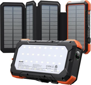 BLAVOR Solar Power Bank 20,000mAh Portable Charger with 4 Foldable Panels,PD 18W Fast Charging USB-C,IPX5 Waterproof,Camping Light,Flashlight,Compass,Solar Charger for Camping BLAVOR Solar Power Bank 20,000mAh Portable Charger with 4 Foldable Panels,PD 18W Fast Charging USB-C,IPX5 Waterproof,Camping Light,Flashlight,Compass,Solar Charger for Camping