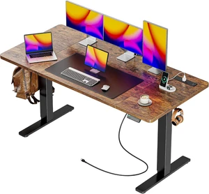 Huuger 55 x 28 Large Electric Standing Desk with 4 AC Outlets, Type-C Port, Height Adjustable Computer Desk, 27.6" Deep Desktop, Stand up Gaming Office Desk, 3 Preset Heights, Rustic Brown Huuger 55 x 28 Large Electric Standing Desk with 4 AC Outlets, Type-C Port, Height Adjustable Computer Desk, 27.6" Deep Desktop, Stand up Gaming Office Desk, 3 Preset Heights, Rustic Brown