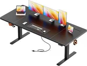 Huuger 71 x 30 Large Electric Standing Desk, Height Adjustable Computer Desk, 29.5" Deep Desktop, Stand up Gaming Office Table with 2 Hooks, 3 Preset Heights, for Home Office, Black Huuger 71 x 30 Large Electric Standing Desk, Height Adjustable Computer Desk, 29.5" Deep Desktop, Stand up Gaming Office Table with 2 Hooks, 3 Preset Heights, for Home Office, Black
