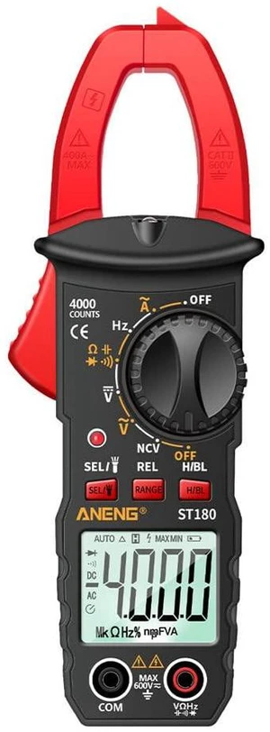ST180 4000 Counts Digital Clamp Meter AC Current Multimeter Ammeter Voltage Tester Car Amp Hz Capacitance NCV Ohm Tool - Red ST180 4000 Counts Digital Clamp Meter AC Current Multimeter Ammeter Voltage Tester Car Amp Hz Capacitance NCV Ohm Tool - Red