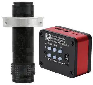 4K UHD FHD 60FPS Microscope Camera Industrial Electronic Video Digital Microscope & 120X C-Mount Lens - Red 4K UHD FHD 60FPS Microscope Camera Industrial Electronic Video Digital Microscope & 120X C-Mount Lens - Red