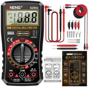 SZ852 Digital Multimeter 1999 Counts 600V AC DC Voltage Current Resistance Tester hFE Transistor Diode Test & Combination Line Withe Box - Black SZ852 Digital Multimeter 1999 Counts 600V AC DC Voltage Current Resistance Tester hFE Transistor Diode Test & Combination Line Withe Box - Black