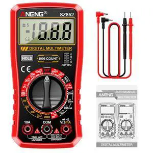 SZ852 Digital Multimeter 1999 Counts 600V AC DC Voltage Current Resistance Tester hFE Transistor Diode Test - Red SZ852 Digital Multimeter 1999 Counts 600V AC DC Voltage Current Resistance Tester hFE Transistor Diode Test - Red
