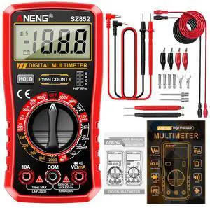 SZ852 Digital Multimeter 1999 Counts 600V AC DC Voltage Current Resistance Tester hFE Transistor Diode Test & Combination Line Withe Box - Red SZ852 Digital Multimeter 1999 Counts 600V AC DC Voltage Current Resistance Tester hFE Transistor Diode Test & Combination Line Withe Box - Red