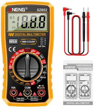 SZ852 Digital Multimeter 1999 Counts 600V AC DC Voltage Current Resistance Tester hFE Transistor Diode Test - Orange SZ852 Digital Multimeter 1999 Counts 600V AC DC Voltage Current Resistance Tester hFE Transistor Diode Test - Orange