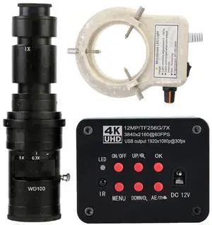 4K UHD FHD 60FPS Microscope Camera Industrial Electronic Video Digital Microscope & 500X C-Mount Lens Whit 56-LED Adjustable Ring Light - Blue 4K UHD FHD 60FPS Microscope Camera Industrial Electronic Video Digital Microscope & 500X C-Mount Lens Whit 56-LED Adjustable Ring Light - Blue