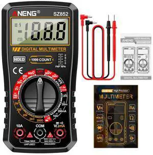 SZ852 Digital Multimeter 1999 Counts 600V AC DC Voltage Current Resistance Tester hFE Transistor Diode Test Withe Box - Black SZ852 Digital Multimeter 1999 Counts 600V AC DC Voltage Current Resistance Tester hFE Transistor Diode Test Withe Box - Black