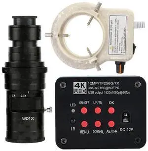 4K UHD FHD 60FPS Microscope Camera Industrial Electronic Video Digital Microscope & 200X C-Mount Lens Whit 56-LED Adjustable Ring Light - Blue 4K UHD FHD 60FPS Microscope Camera Industrial Electronic Video Digital Microscope & 200X C-Mount Lens Whit 56-LED Adjustable Ring Light - Blue