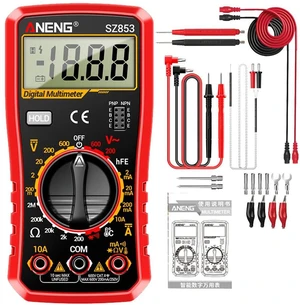 SZ853 Digital Multimeter Voltmeter 1999 Counts AC DC Voltage Current Resistance Temperature Tester with Buzzer Diode Test & Combination Line - Red SZ853 Digital Multimeter Voltmeter 1999 Counts AC DC Voltage Current Resistance Temperature Tester with Buzzer Diode Test & Combination Line - Red