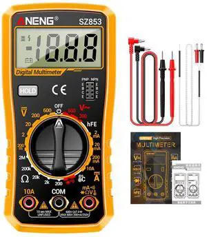 SZ853 Digital Multimeter Voltmeter 1999 Counts AC DC Voltage Current Resistance Temperature Tester with Buzzer Diode Test Withe Box - Orange SZ853 Digital Multimeter Voltmeter 1999 Counts AC DC Voltage Current Resistance Temperature Tester with Buzzer Diode Test Withe Box - Orange