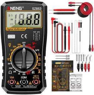 SZ853 Digital Multimeter Voltmeter 1999 Counts AC DC Voltage Current Resistance Temperature Tester with Buzzer Diode Test & Combination Line Withe Box - Black SZ853 Digital Multimeter Voltmeter 1999 Counts AC DC Voltage Current Resistance Temperature Tester with Buzzer Diode Test & Combination Line Withe Box - Black