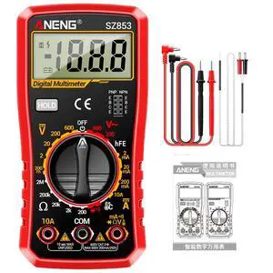 SZ853 Digital Multimeter Voltmeter 1999 Counts AC DC Voltage Current Resistance Temperature Tester with Buzzer Diode Test - Red SZ853 Digital Multimeter Voltmeter 1999 Counts AC DC Voltage Current Resistance Temperature Tester with Buzzer Diode Test - Red