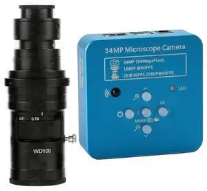 2025 34MP 2K 1080P 60FPS HDMI USB Industrial Digital Video Microscope Camera & 200X C-Mount Lens - Blue 2025 34MP 2K 1080P 60FPS HDMI USB Industrial Digital Video Microscope Camera & 200X C-Mount Lens - Blue