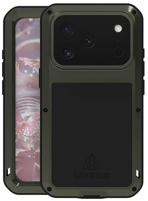 Powerful Phone Case for iPhone 17 Pro Metal Armor Shock Dirt Proof Water Cases - Army Green Powerful Phone Case for iPhone 17 Pro Metal Armor Shock Dirt Proof Water Cases - Army Green