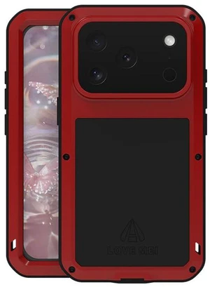 Powerful Phone Case for iPhone 17 Pro Metal Armor Shock Dirt Proof Water Cases - Red Powerful Phone Case for iPhone 17 Pro Metal Armor Shock Dirt Proof Water Cases - Red