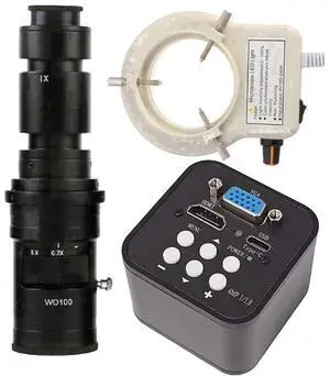 1080P 60FPS HDMI VGA USB Type C Video Microscope Camera & 500X C-Mount Lens With 56-LED Adjustable Ring Light 1080P 60FPS HDMI VGA USB Type C Video Microscope Camera & 500X C-Mount Lens With 56-LED Adjustable Ring Light