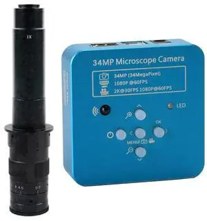 2025 34MP 2K 1080P 60FPS HDMI USB Industrial Digital Video Microscope Camera & 300X C-Mount Lens - Blue 2025 34MP 2K 1080P 60FPS HDMI USB Industrial Digital Video Microscope Camera & 300X C-Mount Lens - Blue