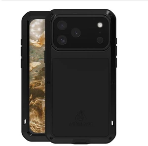 Powerful Phone Case for iPhone 17 Pro Max Metal Armor Shock Dirt Proof Water Cases - Black Powerful Phone Case for iPhone 17 Pro Max Metal Armor Shock Dirt Proof Water Cases - Black