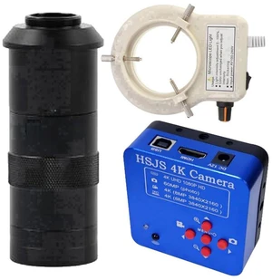 20205 HSJS 4K 60MP HDMI USB Industrial Video Microscope Camera For Phone PCB Repair & 100X C-Mount Lens With 56-LED Adjustable Ring Light 20205 HSJS 4K 60MP HDMI USB Industrial Video Microscope Camera For Phone PCB Repair & 100X C-Mount Lens With 56-LED Adjustable Ring Light