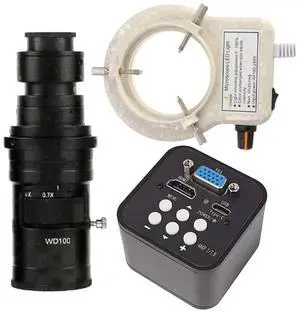 1080P 60FPS HDMI VGA USB Type C Video Microscope Camera & 200X C-Mount Lens With 56-LED Adjustable Ring Light 1080P 60FPS HDMI VGA USB Type C Video Microscope Camera & 200X C-Mount Lens With 56-LED Adjustable Ring Light