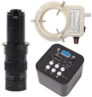 1080P 60FPS HDMI VGA USB Type C Video Microscope Camera & 180X C-Mount Lens With 56-LED Adjustable Ring Light 1080P 60FPS HDMI VGA USB Type C Video Microscope Camera & 180X C-Mount Lens With 56-LED Adjustable Ring Light