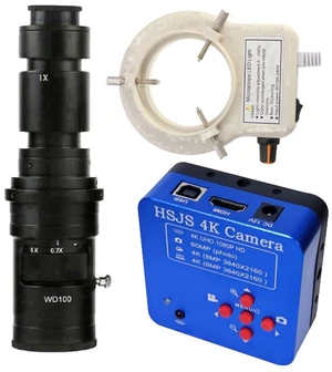 20205 HSJS 4K 60MP HDMI USB Industrial Video Microscope Camera For Phone PCB Repair & 500X C-Mount Lens With 56-LED Adjustable Ring Light 20205 HSJS 4K 60MP HDMI USB Industrial Video Microscope Camera For Phone PCB Repair & 500X C-Mount Lens With 56-LED Adjustable Ring Light