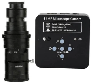 2025 34MP 2K 1080P 60FPS HDMI USB Industrial Digital Video Microscope Camera & 200X C-Mount Lens - Black 2025 34MP 2K 1080P 60FPS HDMI USB Industrial Digital Video Microscope Camera & 200X C-Mount Lens - Black