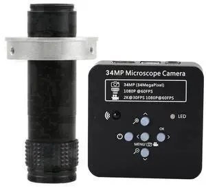 2025 34MP 2K 1080P 60FPS HDMI USB Industrial Digital Video Microscope Camera & 120X C-Mount Lens - Black 2025 34MP 2K 1080P 60FPS HDMI USB Industrial Digital Video Microscope Camera & 120X C-Mount Lens - Black