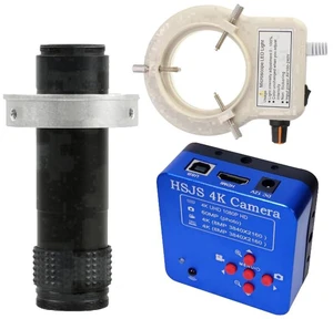 20205 HSJS 4K 60MP HDMI USB Industrial Video Microscope Camera For Phone PCB Repair & 120X C-Mount Lens With 56-LED Adjustable Ring Light 20205 HSJS 4K 60MP HDMI USB Industrial Video Microscope Camera For Phone PCB Repair & 120X C-Mount Lens With 56-LED Adjustable Ring Light