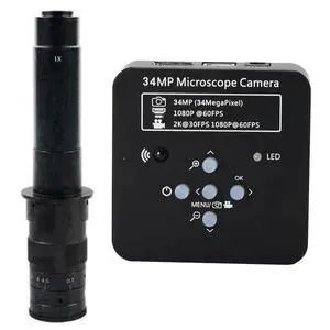 2025 34MP 2K 1080P 60FPS HDMI USB Industrial Digital Video Microscope Camera & 300X C-Mount Lens - Black 2025 34MP 2K 1080P 60FPS HDMI USB Industrial Digital Video Microscope Camera & 300X C-Mount Lens - Black