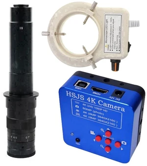 20205 HSJS 4K 60MP HDMI USB Industrial Video Microscope Camera For Phone PCB Repair & 300X C-Mount Lens With 56-LED Adjustable Ring Light 20205 HSJS 4K 60MP HDMI USB Industrial Video Microscope Camera For Phone PCB Repair & 300X C-Mount Lens With 56-LED Adjustable Ring Light