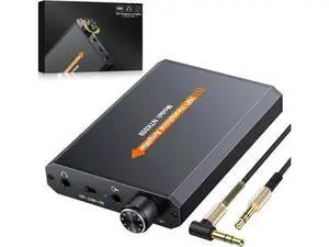 Portable 3.5mm Headphone Amplifier Two-Stage Gain Switch, 16-150 Ohm, Brushed Aluminum Finish Portable 3.5mm Headphone Amplifier Two-Stage Gain Switch, 16-150 Ohm, Brushed Aluminum Finish