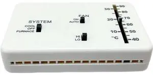 RV Thermostat, RV Analog Thermostat Replacement for Dometic (Cooling/Furnace Only) 3106995.032,12 VDC (White) RV Thermostat, RV Analog Thermostat Replacement for Dometic (Cooling/Furnace Only) 3106995.032,12 VDC (White)