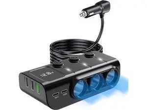 8-in-1 Cigarette Lighter Splitter, 3-Socket Car Charger Adapter, Type-C QC3.0 PD36W Dual USB Charger Ports, Car 12V / 24V Plug Socket with Individual Switch, LED Voltmeter (3.3FT Cable) 8-in-1 Cigarette Lighter Splitter, 3-Socket Car Charger Adapter, Type-C QC3.0 PD36W Dual USB Charger Ports, Car 12V / 24V Plug Socket with Individual Switch, LED Voltmeter (3.3FT Cable)