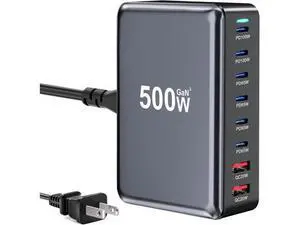 500W USB C Fast Charger Block, 8-Port USB Charging Station, GaN III. Pro Dual 100W PD PPS Port Fast Charging Station for Multiple Devices, Laptop Wall Charger Compatible with MacBook/iPhone 16/iPad an 500W USB C Fast Charger Block, 8-Port USB Charging Station, GaN III. Pro Dual 100W PD PPS Port Fast Charging Station for Multiple Devices, Laptop Wall Charger Compatible with MacBook/iPhone 16/iPad an